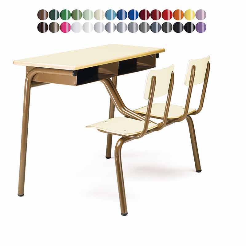 pupitre bipersonal con silla serie colors