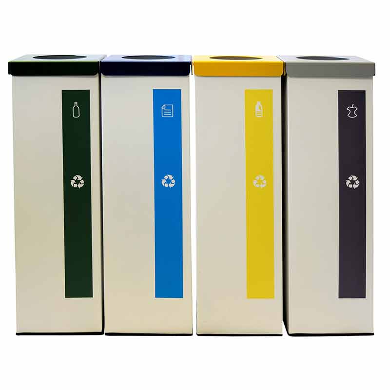 Papelera metálica reciclaje selectivo