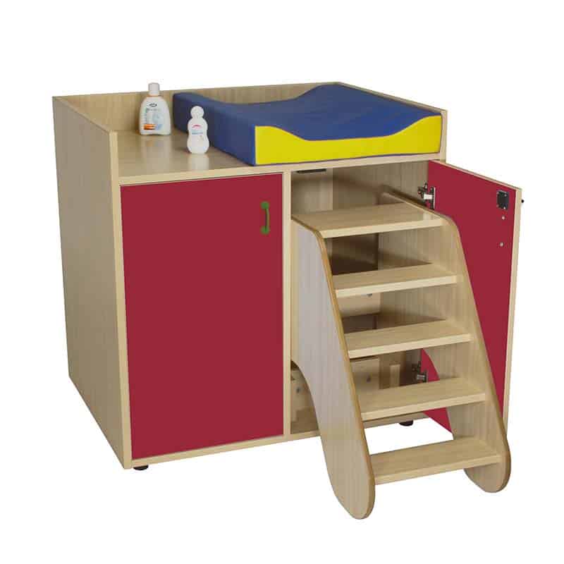 Mueble cambiador con escalera giratoria