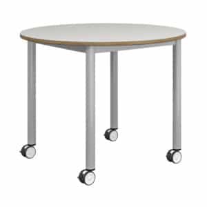 Mesa colaborativa redonda con ruedas