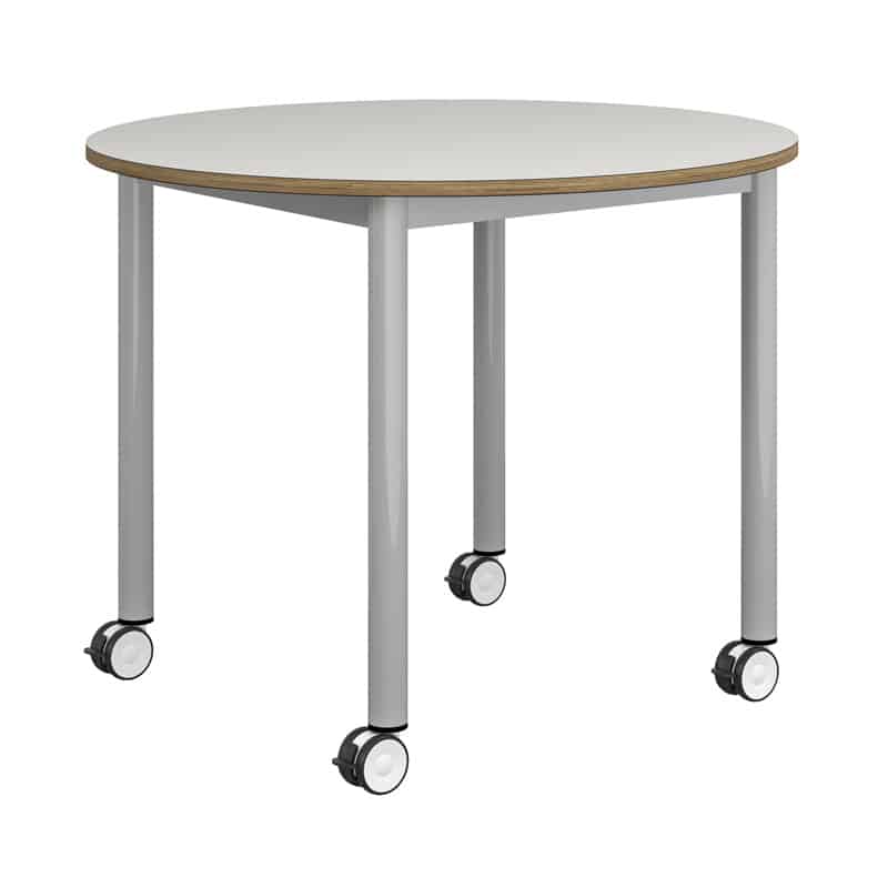 Mesa colaborativa redonda con ruedas