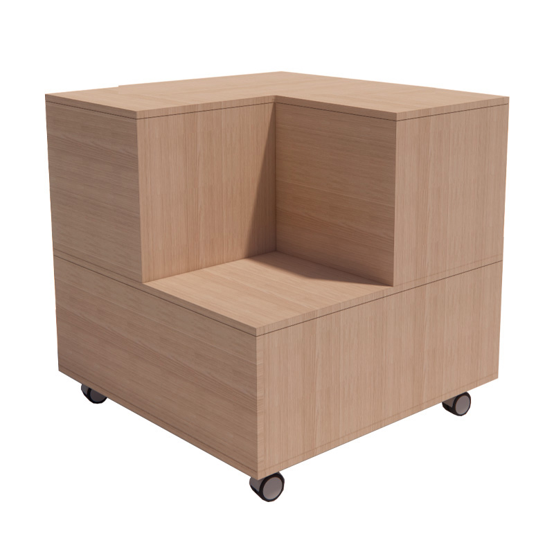 GRADA COLABORATIVA SERIE KIDS EN ESQUINA COMPARTIMENTOS TRASEROS