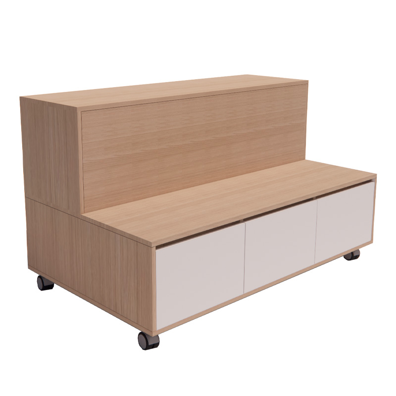 GRADA COLABORATIVA SERIE KIDS CON PUERTAS Y COMPARTIMENTOS TRASEROS