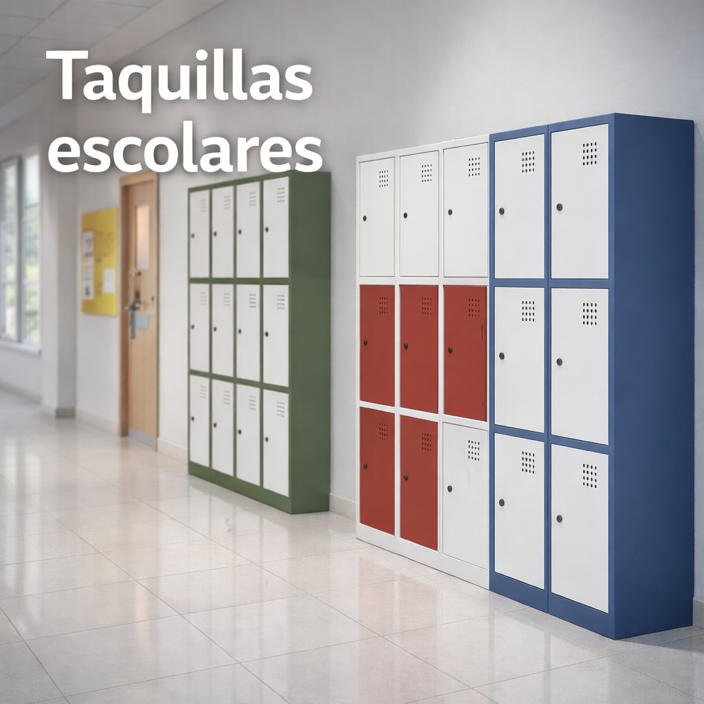 taquillas escolares con cuerpo y puertas de colores